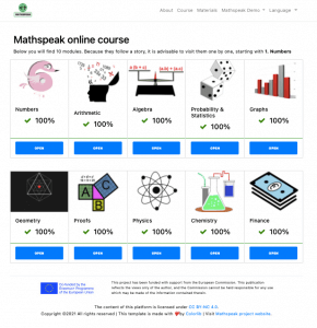 Mathspeak platform home page