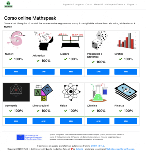 Mathspeakplatform home page in Italian