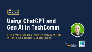 Banner advert for webinar on using generative AI in technical communication